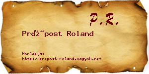 Prépost Roland névjegykártya